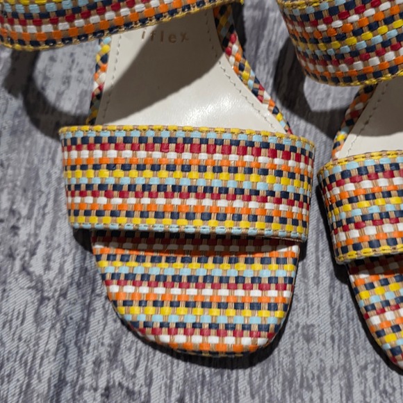 Anne Klein Beae Woven Wedge SandalsMulticolored Strappy Cork Heel Buckle 6 1/2 - Picture 6 of 14